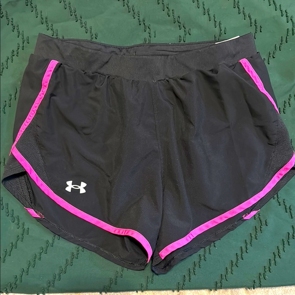 Under Armour Women's Black Shorts with Pink Trim